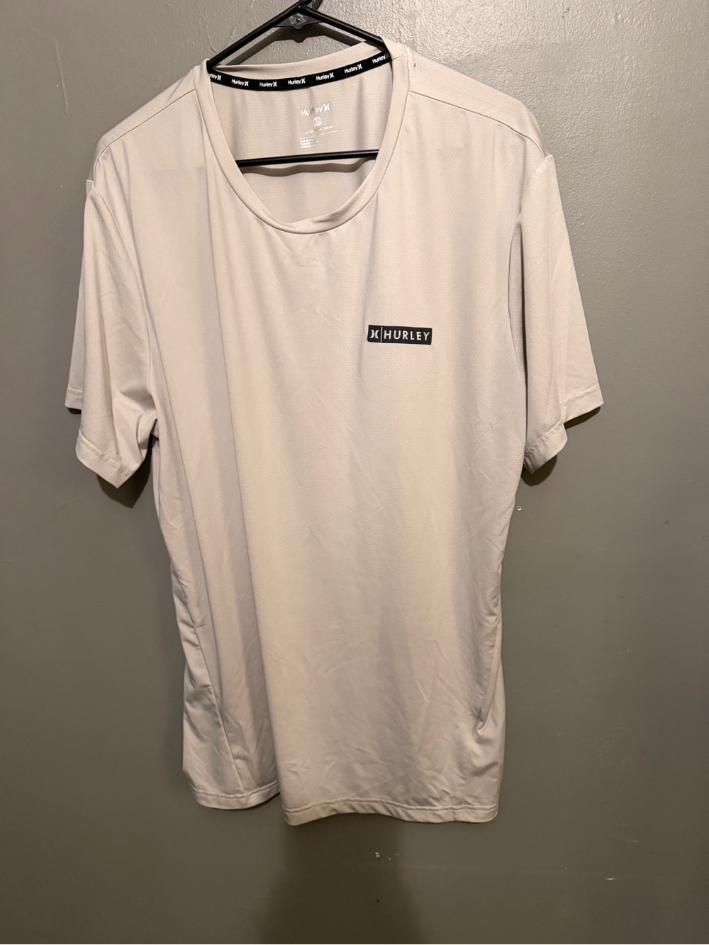 Hurley Men's Cream Short Sleeve Crew Tee with Chest Logo